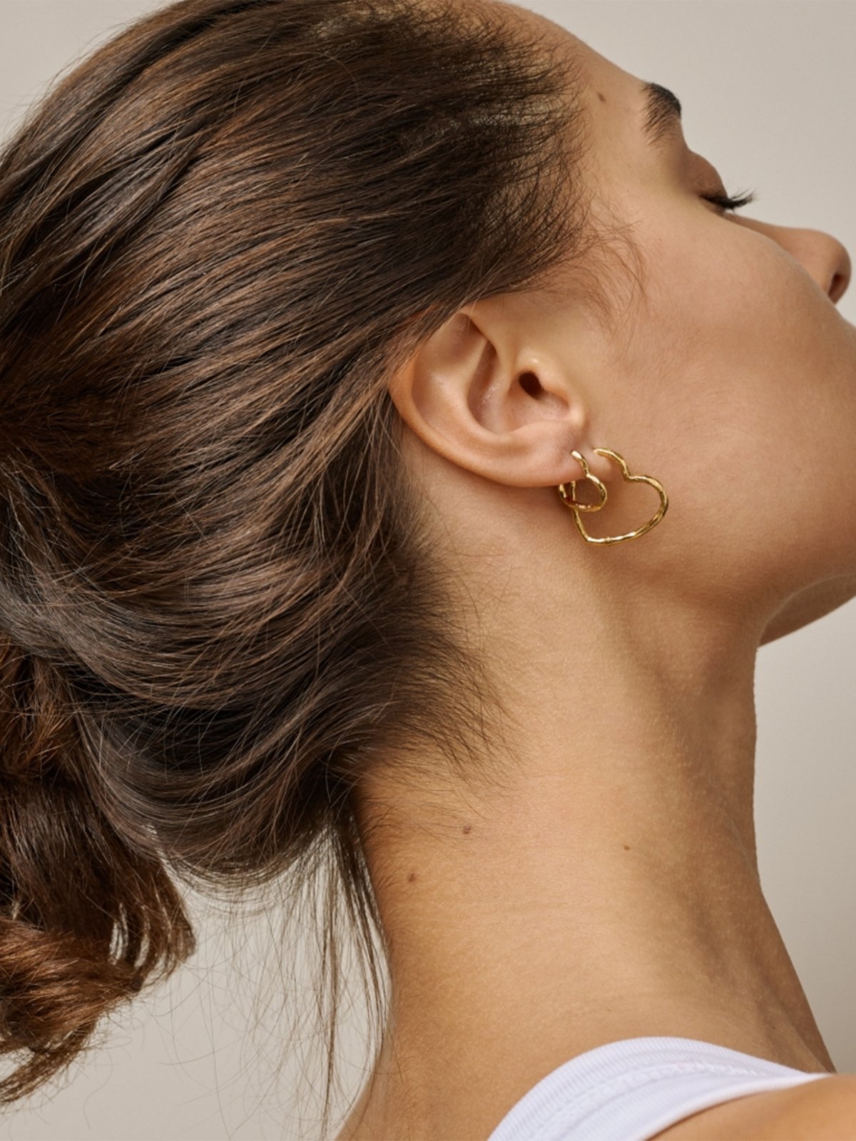 ENAMEL Copenhagen Organic Heart Small Hoops Gull