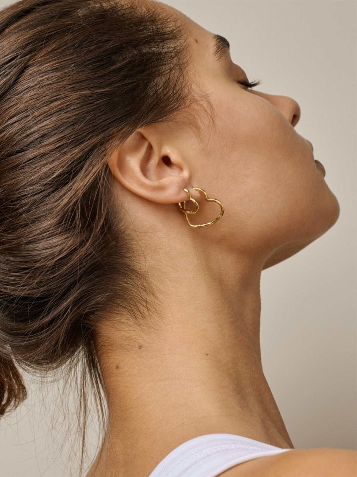 ENAMEL Copenhagen Organic Heart Medium Hoops Gull