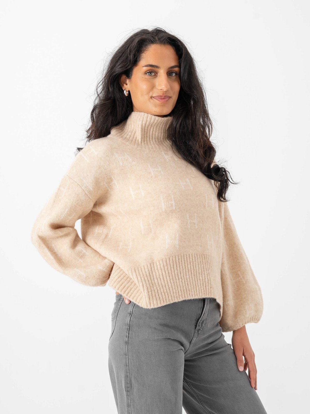Hést FAM Short Sweater Light beige melange