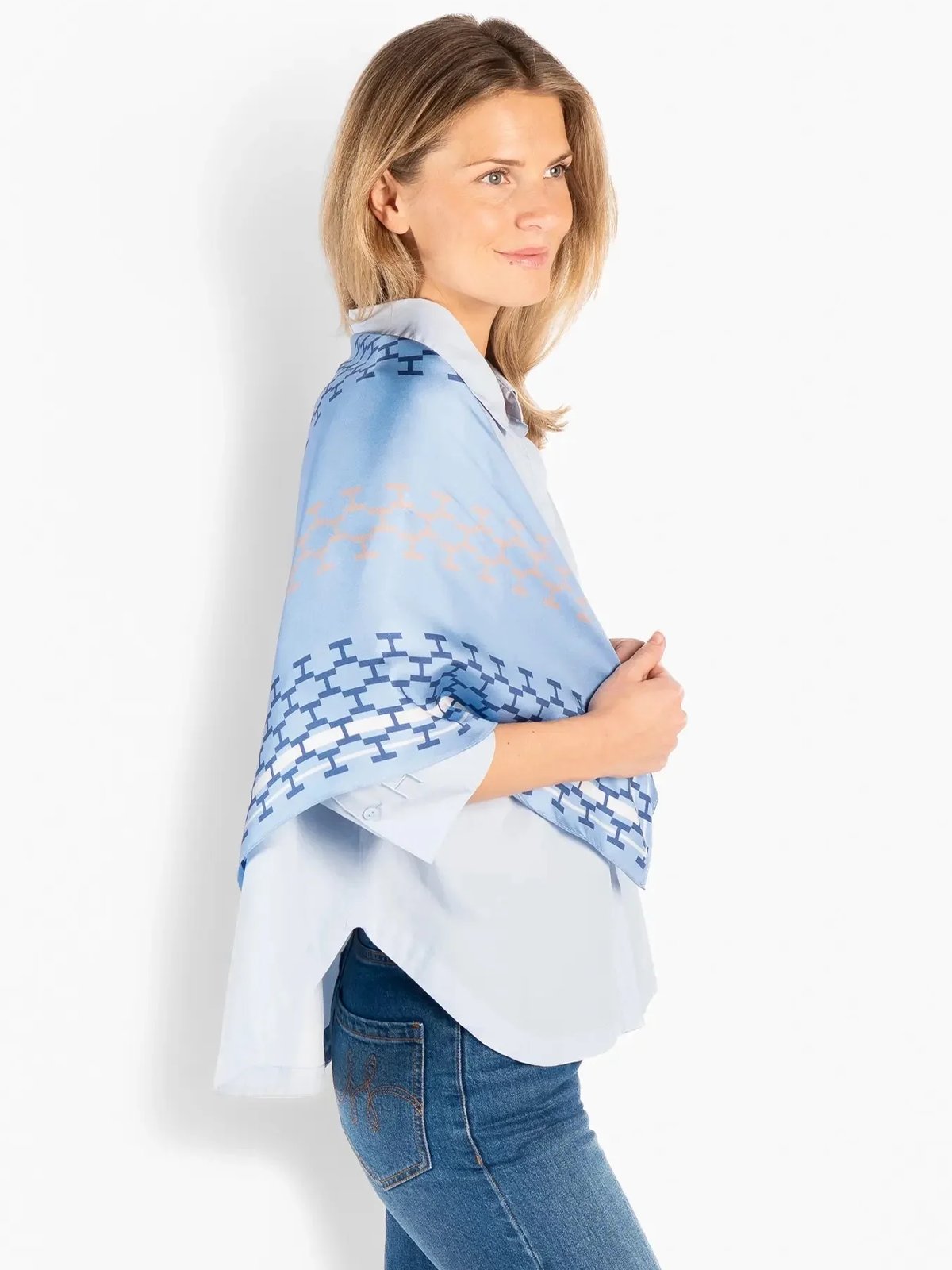 Hést Isadora Silk Scarf Large Skyway