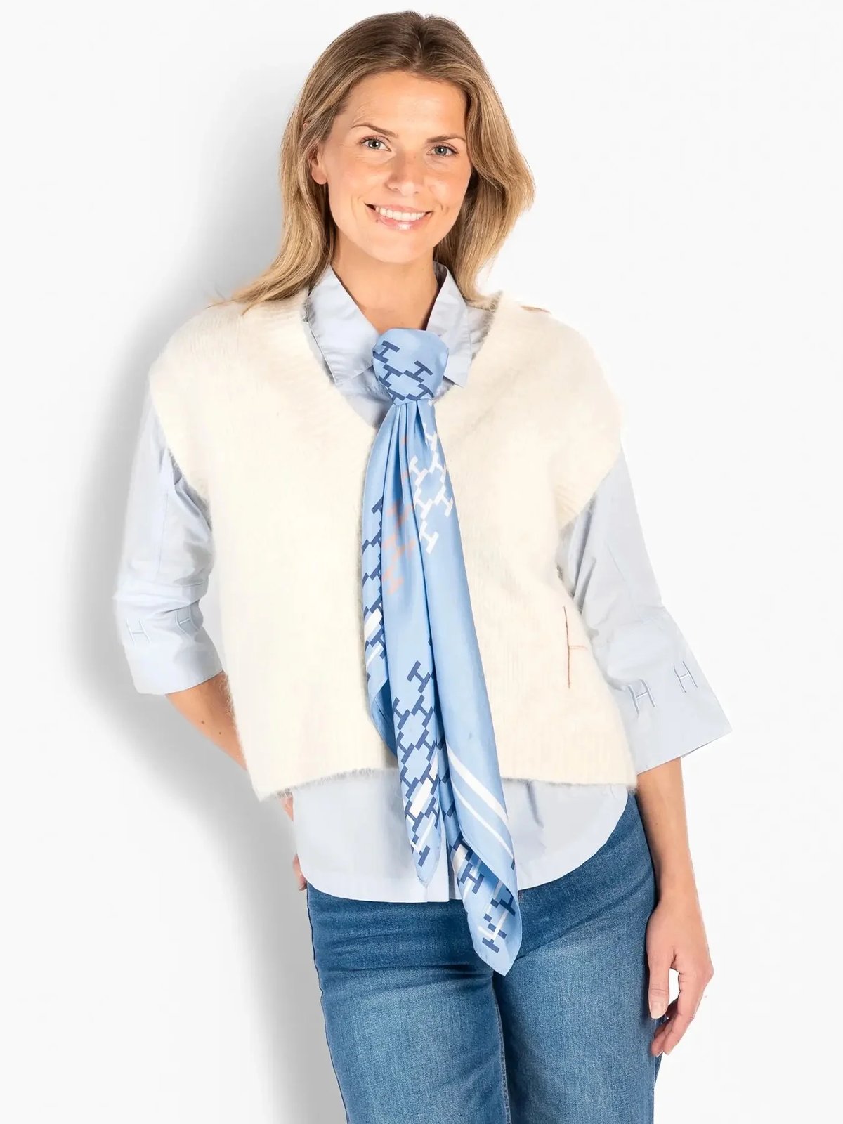 Hést Isadora Silk Scarf Large Skyway