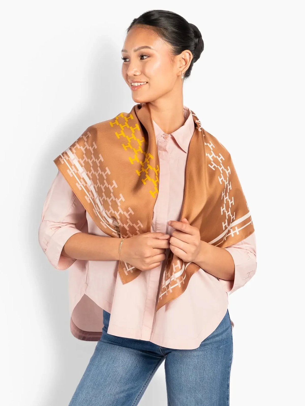 Hést Isadora Silk Scarf Large Mocha Mousse