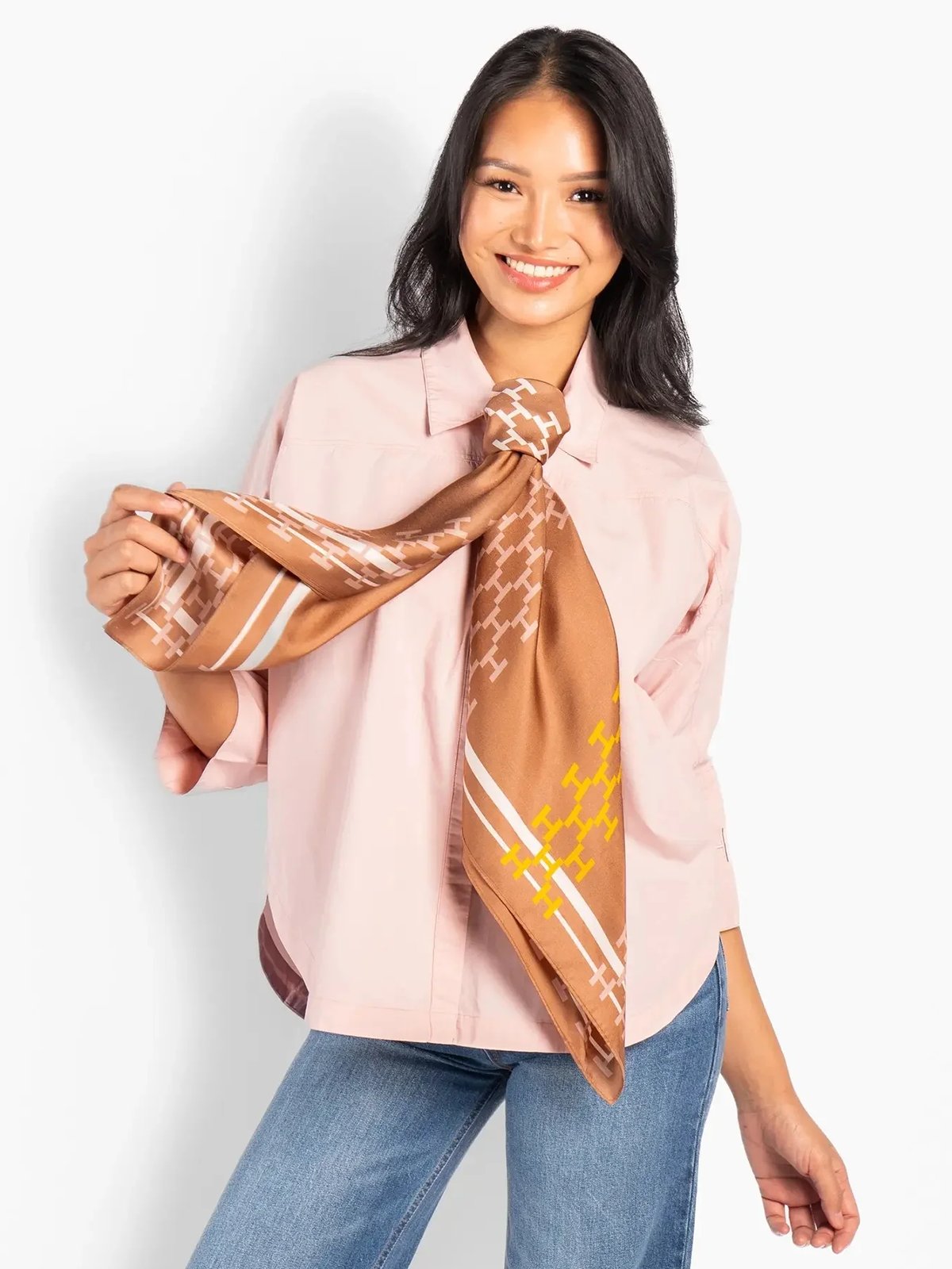 Hést Isadora Silk Scarf Large Mocha Mousse