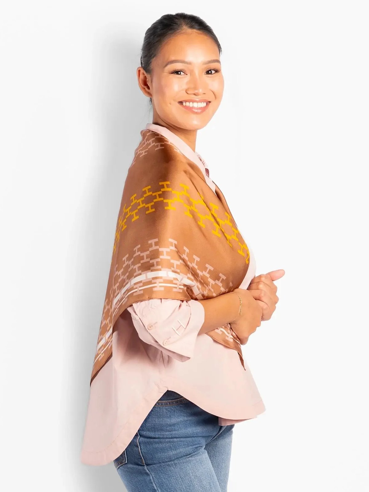 Hést Isadora Silk Scarf Large Mocha Mousse