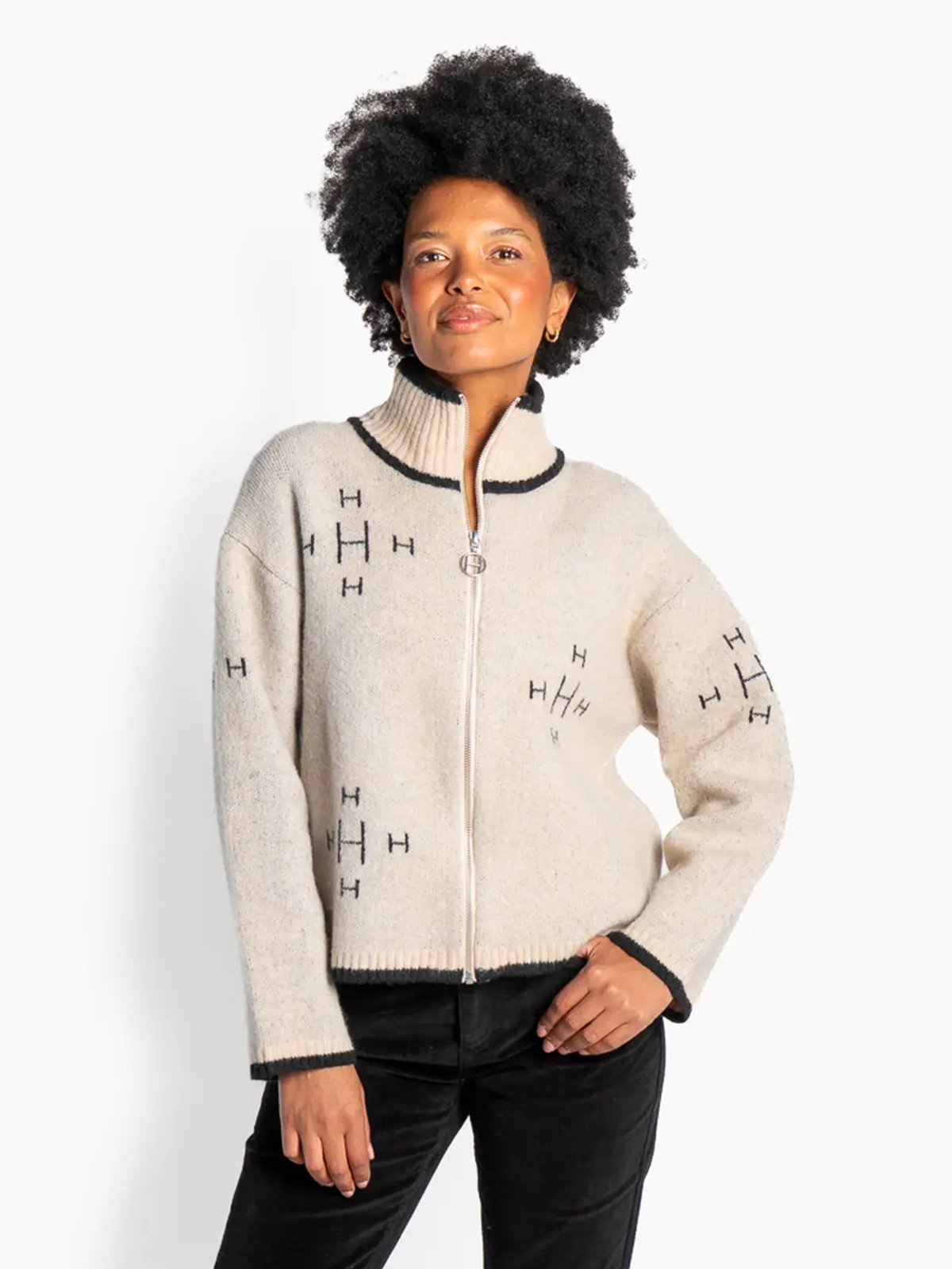 Hést Iben Zip Jacket Light Beige Melange