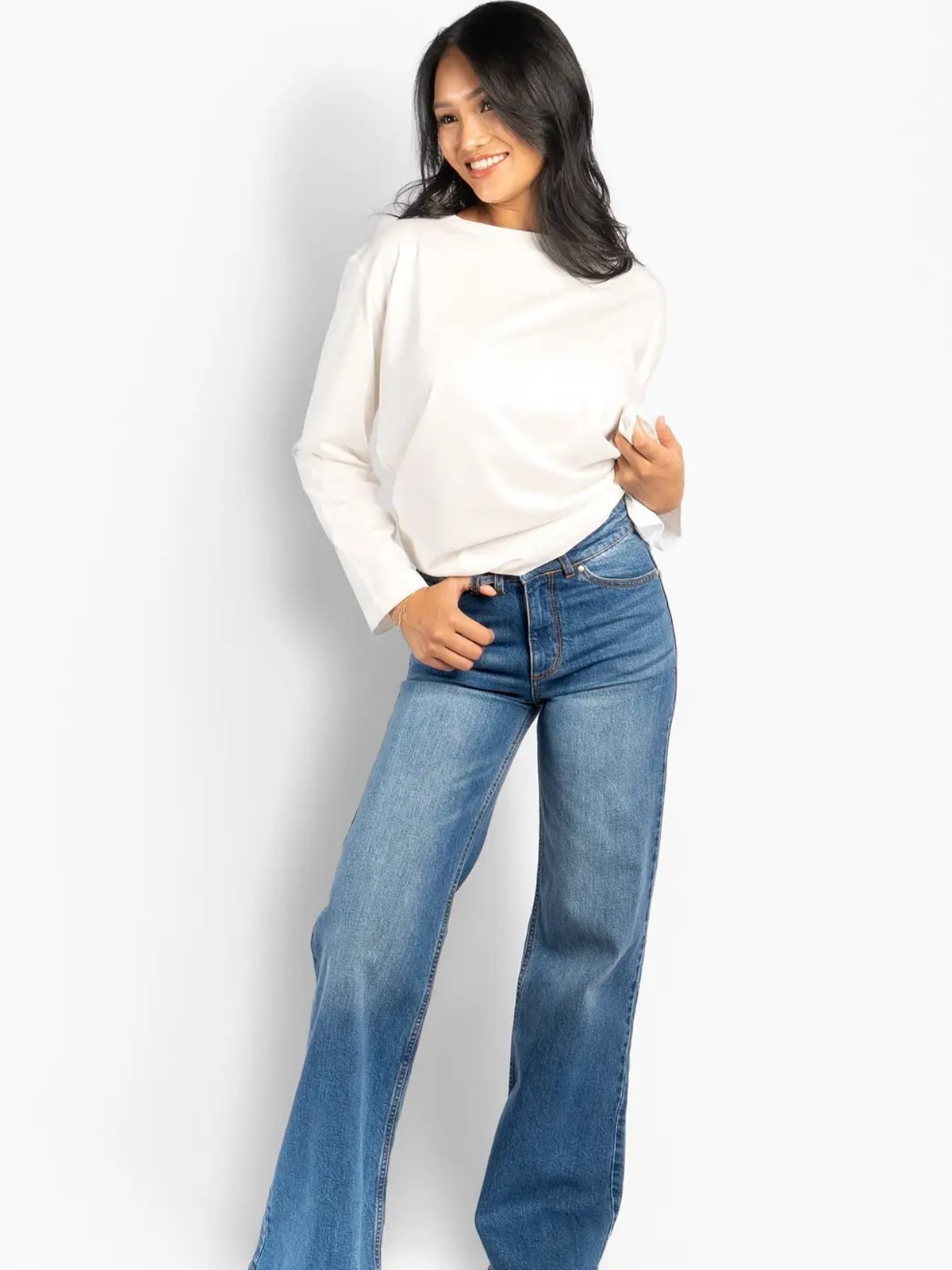 Hést Irina Wide Leg Medium Wash Blue Denim