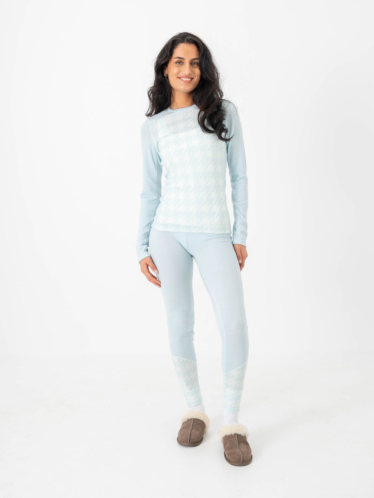 Helly Hansen Lifa Merino Midweight Graphic Pant Barely Blue Houndstooth