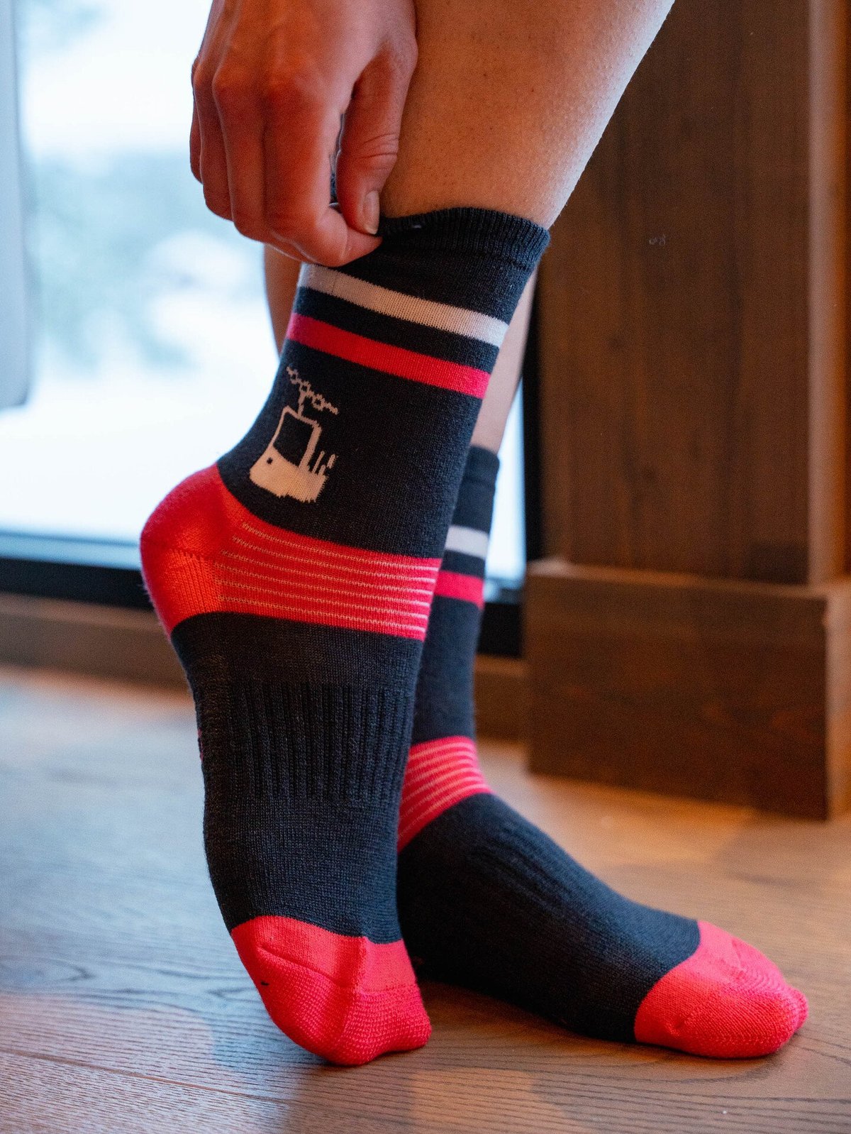 Hygge Merinoull Sokk - Hent Vin Mørkeblå og rosa