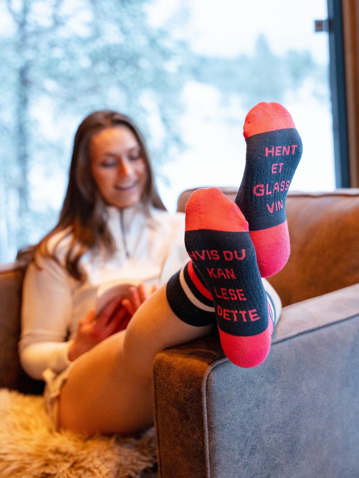 Hygge Merinoull Sokk - Hent Vin Mørkeblå og rosa