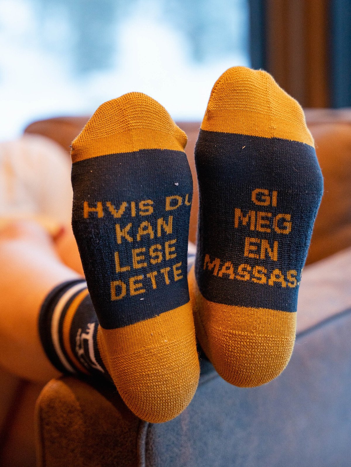 Hygge Merinoull Sokk - Massasje Mørkeblå / Gull