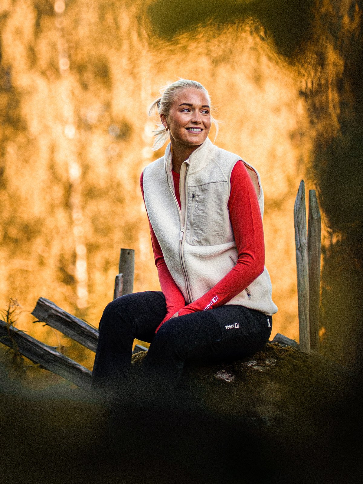 Hygge Women's Pile Fleece Vest Whiteish
