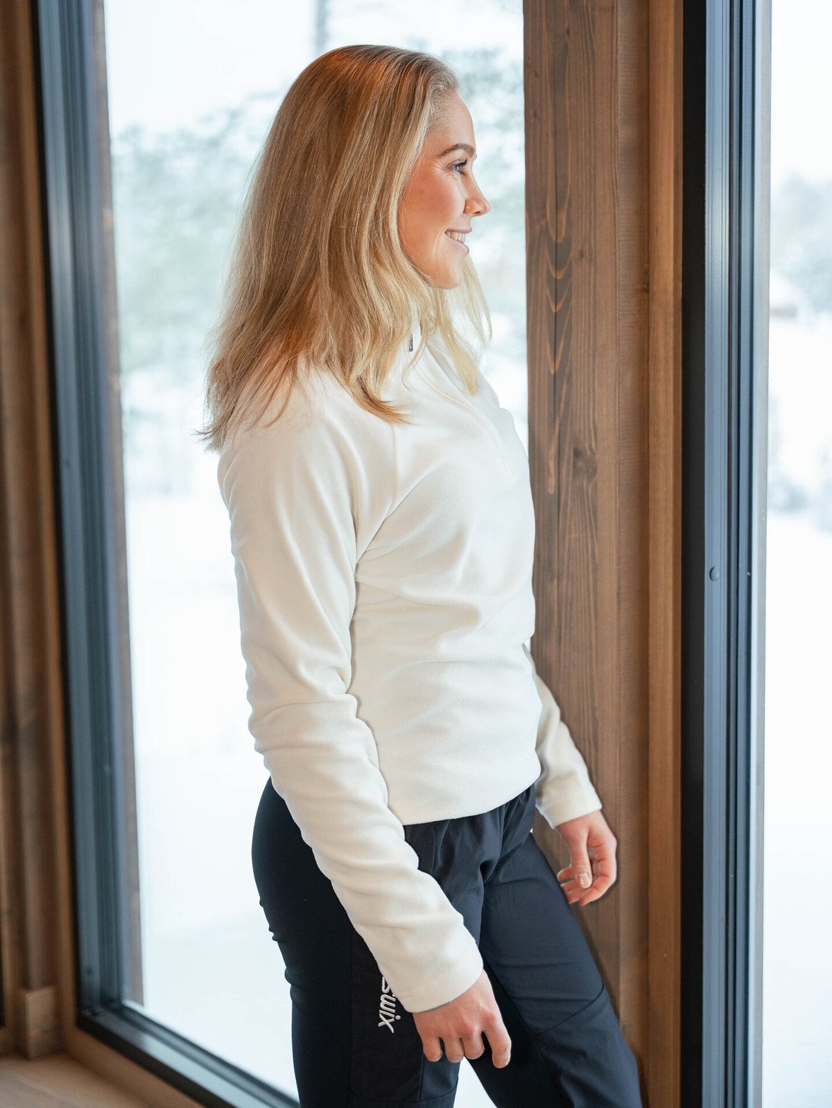 Hygge Women's Cloud Fleece Zip Neck Whiteish