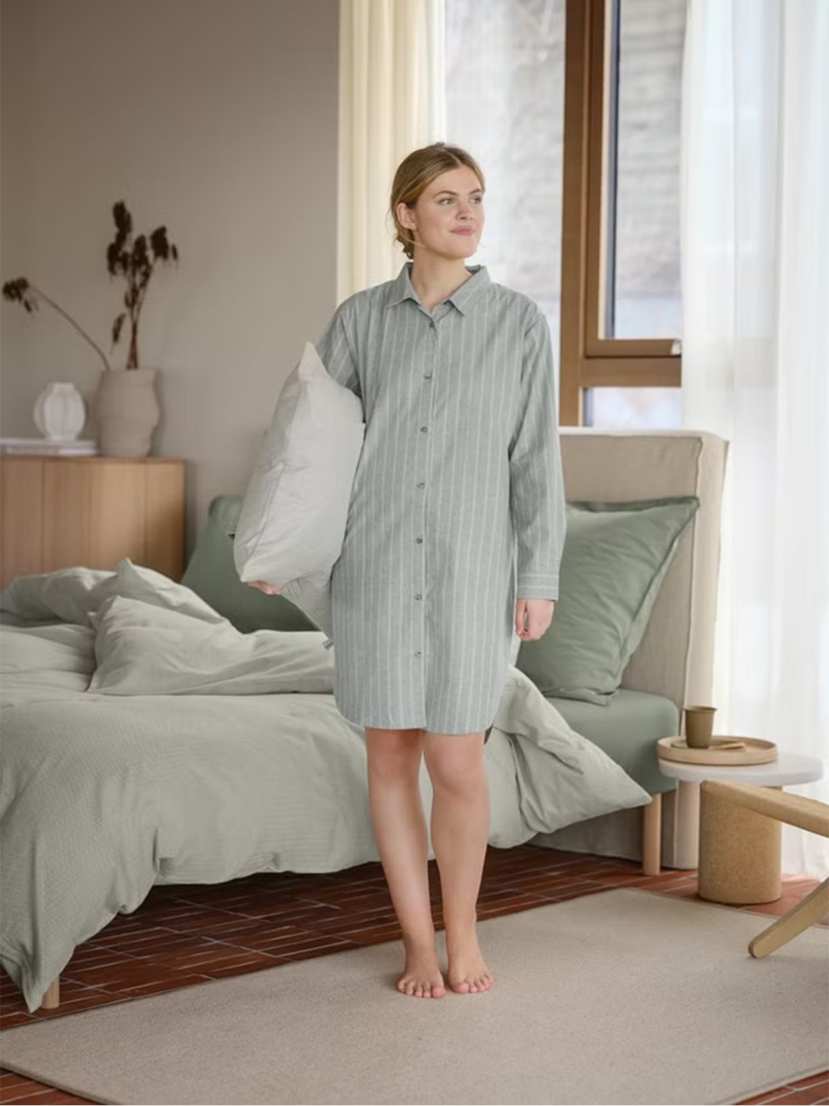 Høie Pilen Nattskjorte Dempet Grønn
