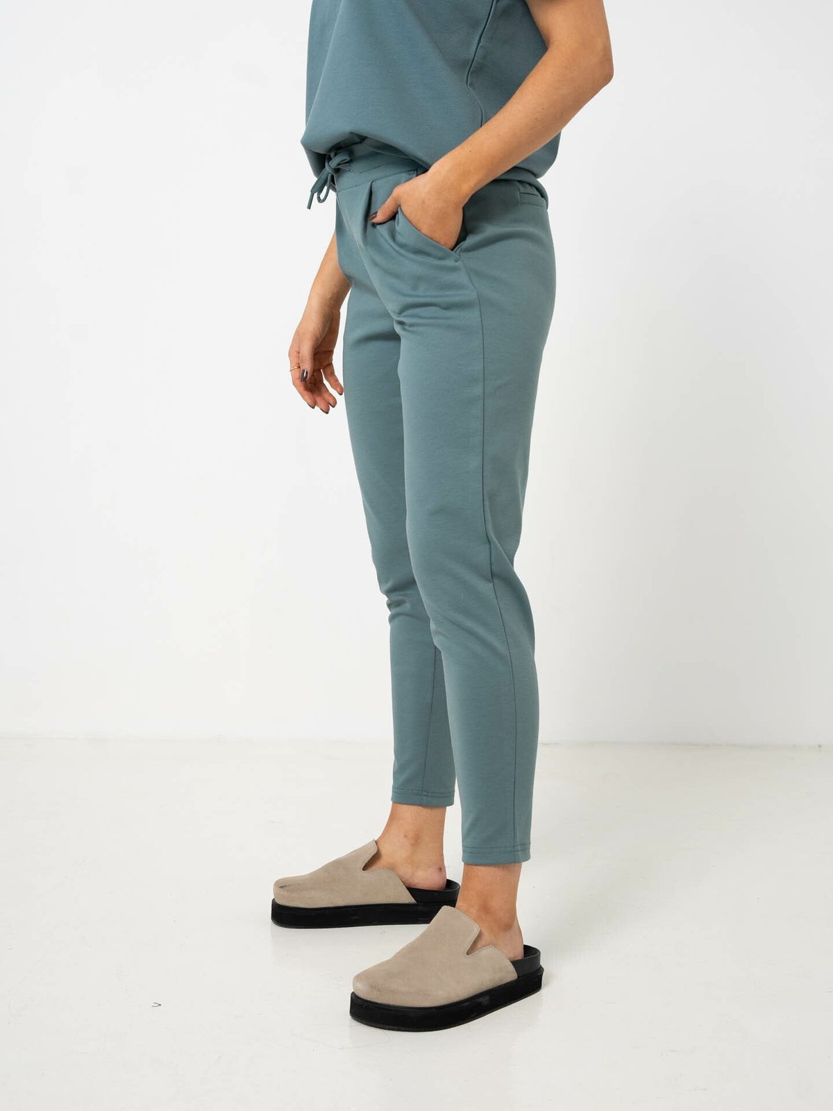 Ichi Kate Pant Cropped North Atlantic