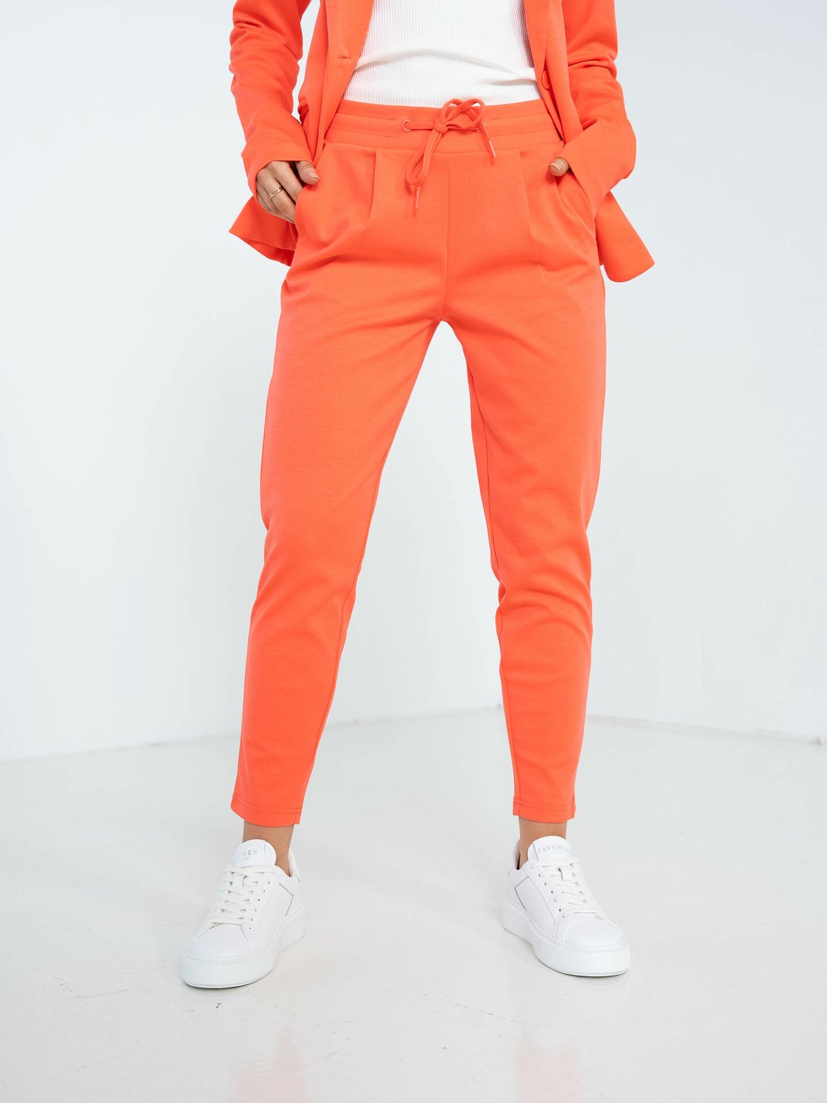 Ichi Kate Pant Cropped Hot Coral