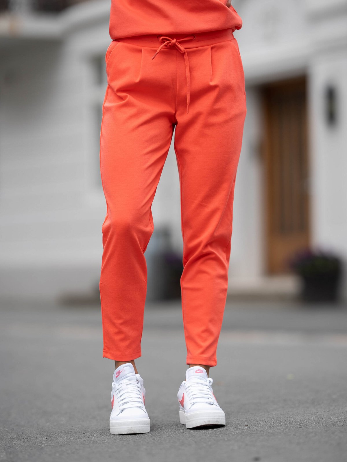 Ichi Kate Pant Cropped Hot Coral