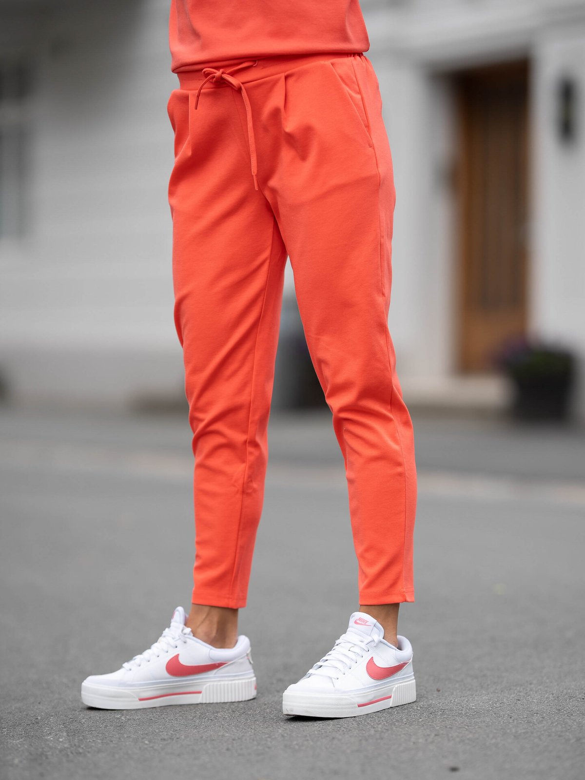 Ichi Kate Pant Cropped Hot Coral