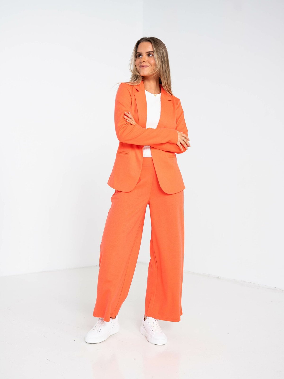 Ichi Kate Wide Pant Hot Coral