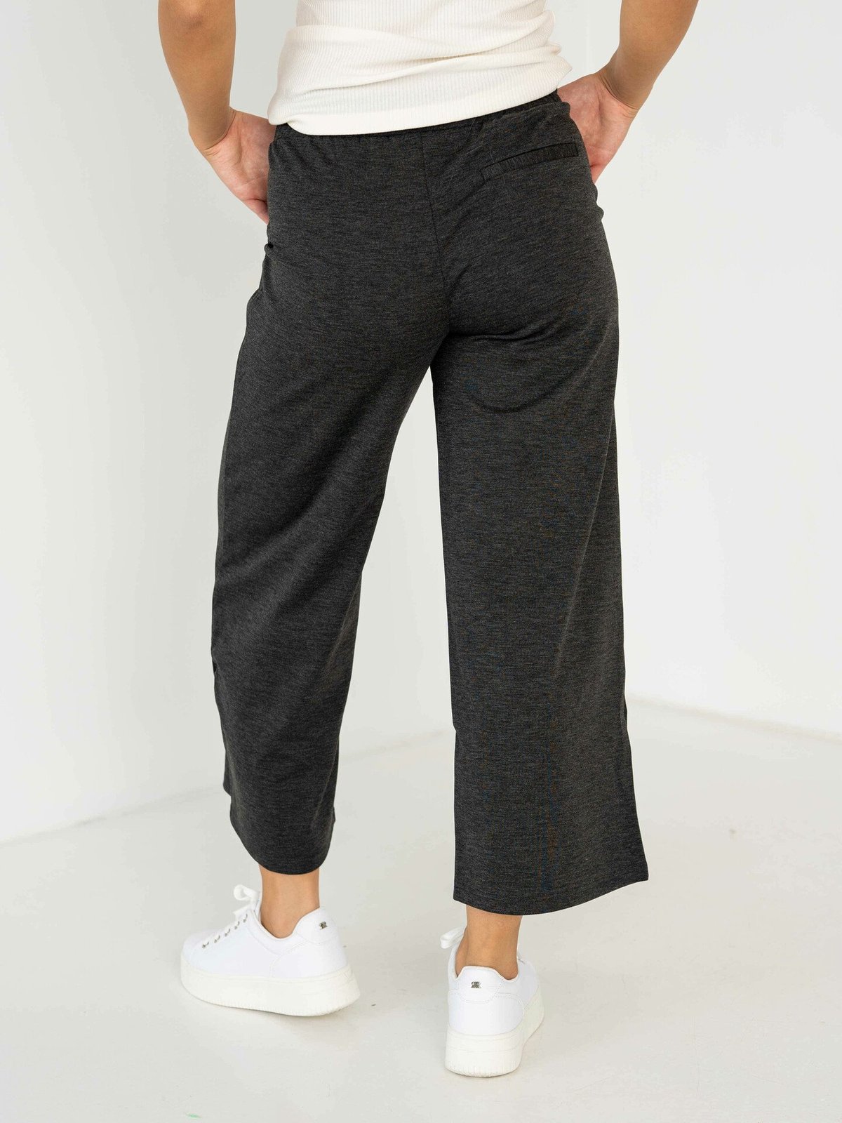 Ichi Kate Wide Pant Dark grey melange