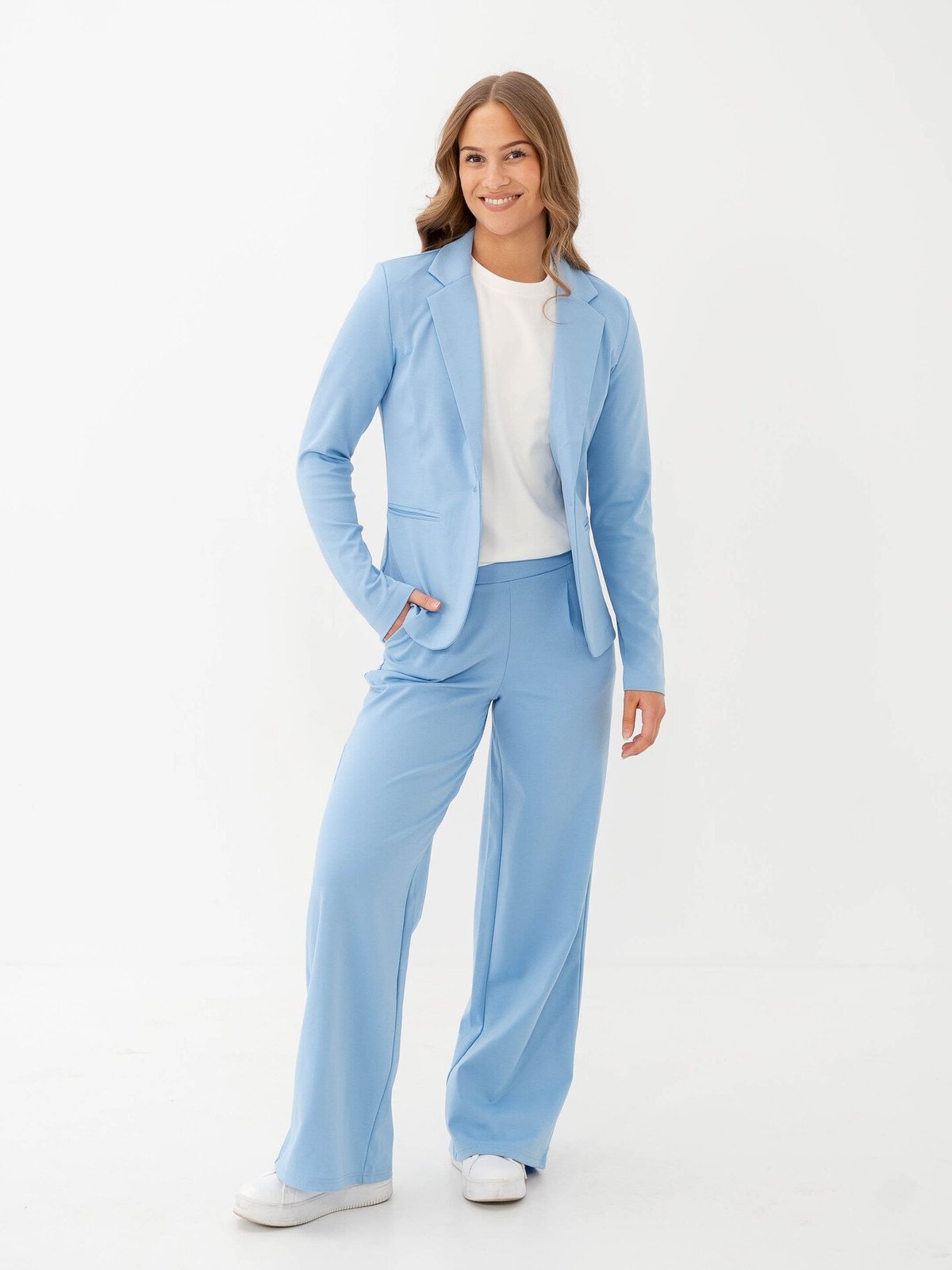 Ichi Kate Wide Pant Long Della Robbia Blue