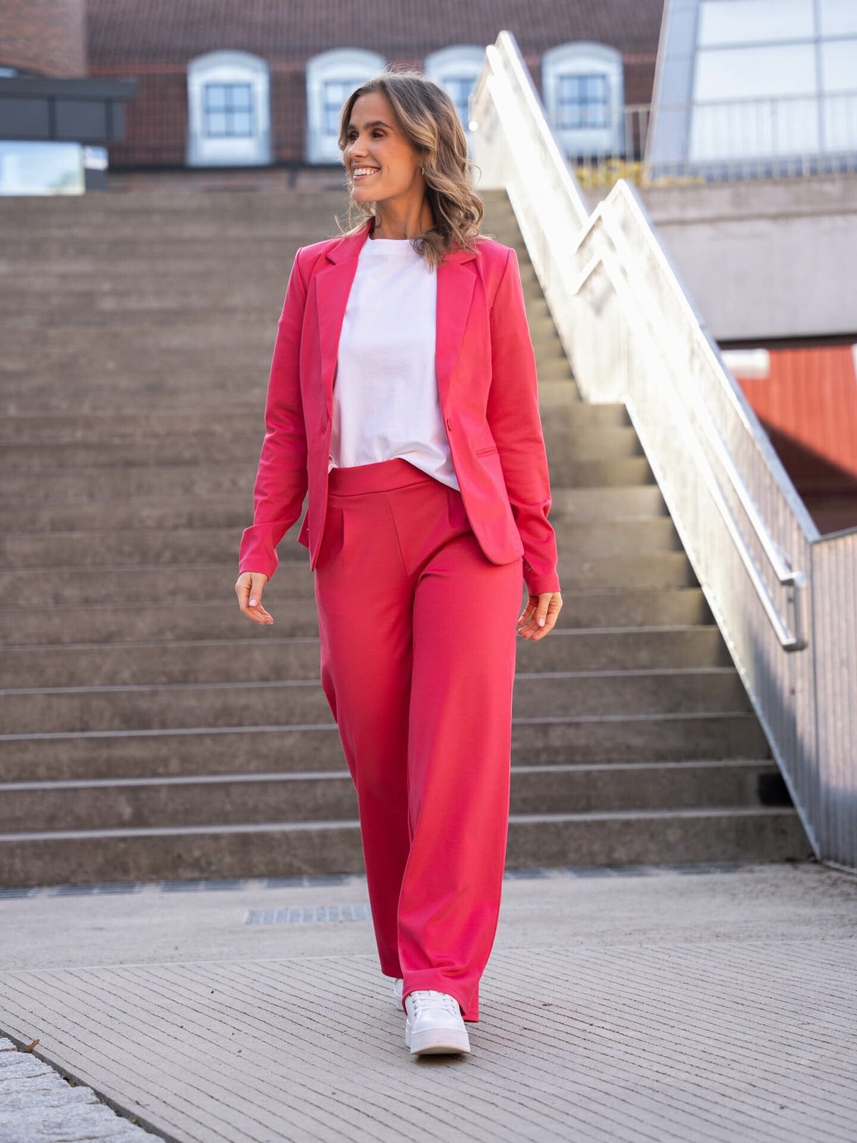 Ichi Kate Wide Pant Long Raspberry Wine