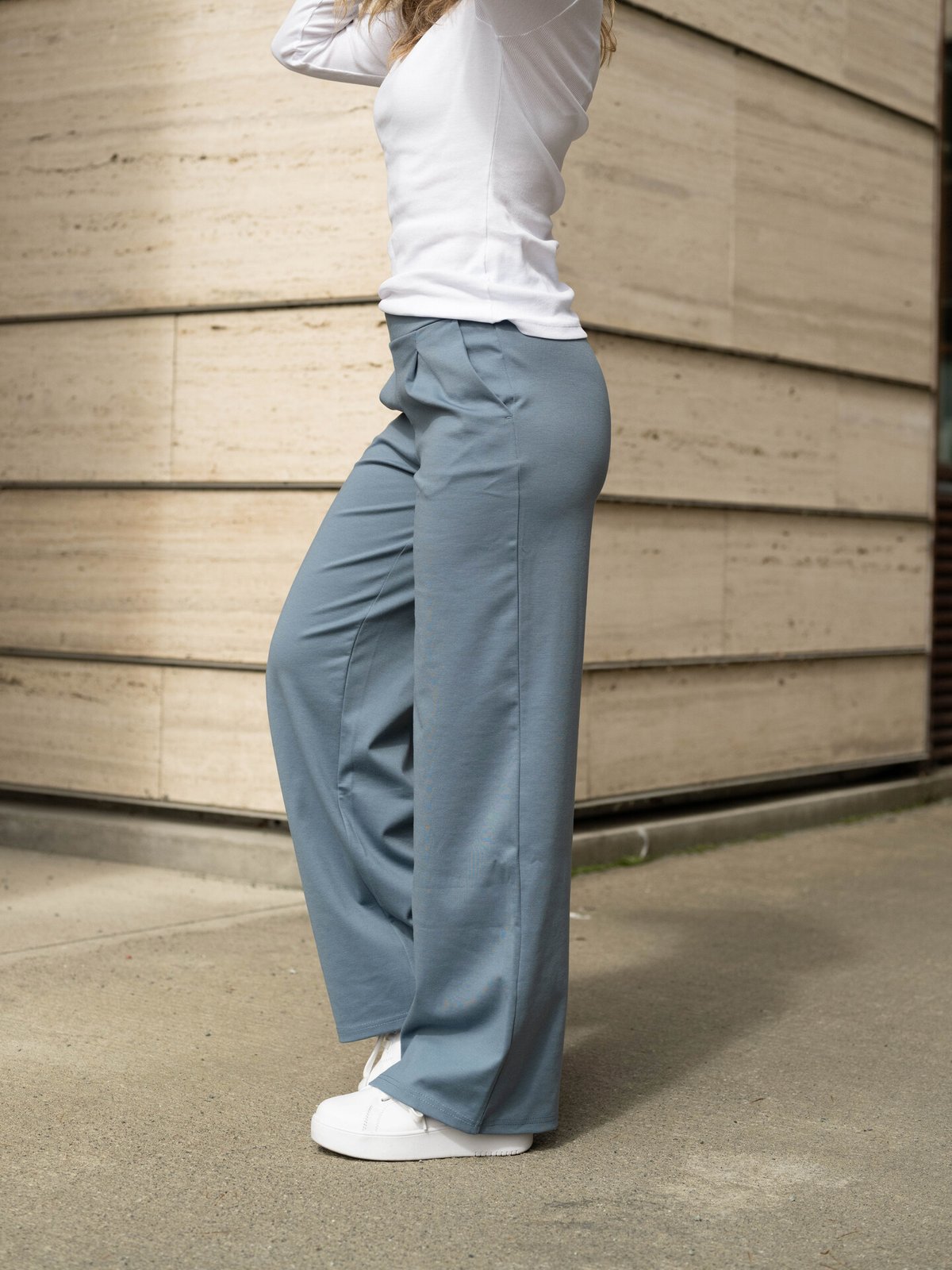 Ichi Kate Wide Pant Long Blue Mirage