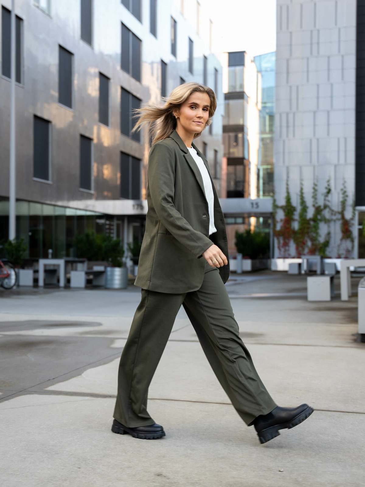 Ichi Kate Wide Pant Long Forest Night