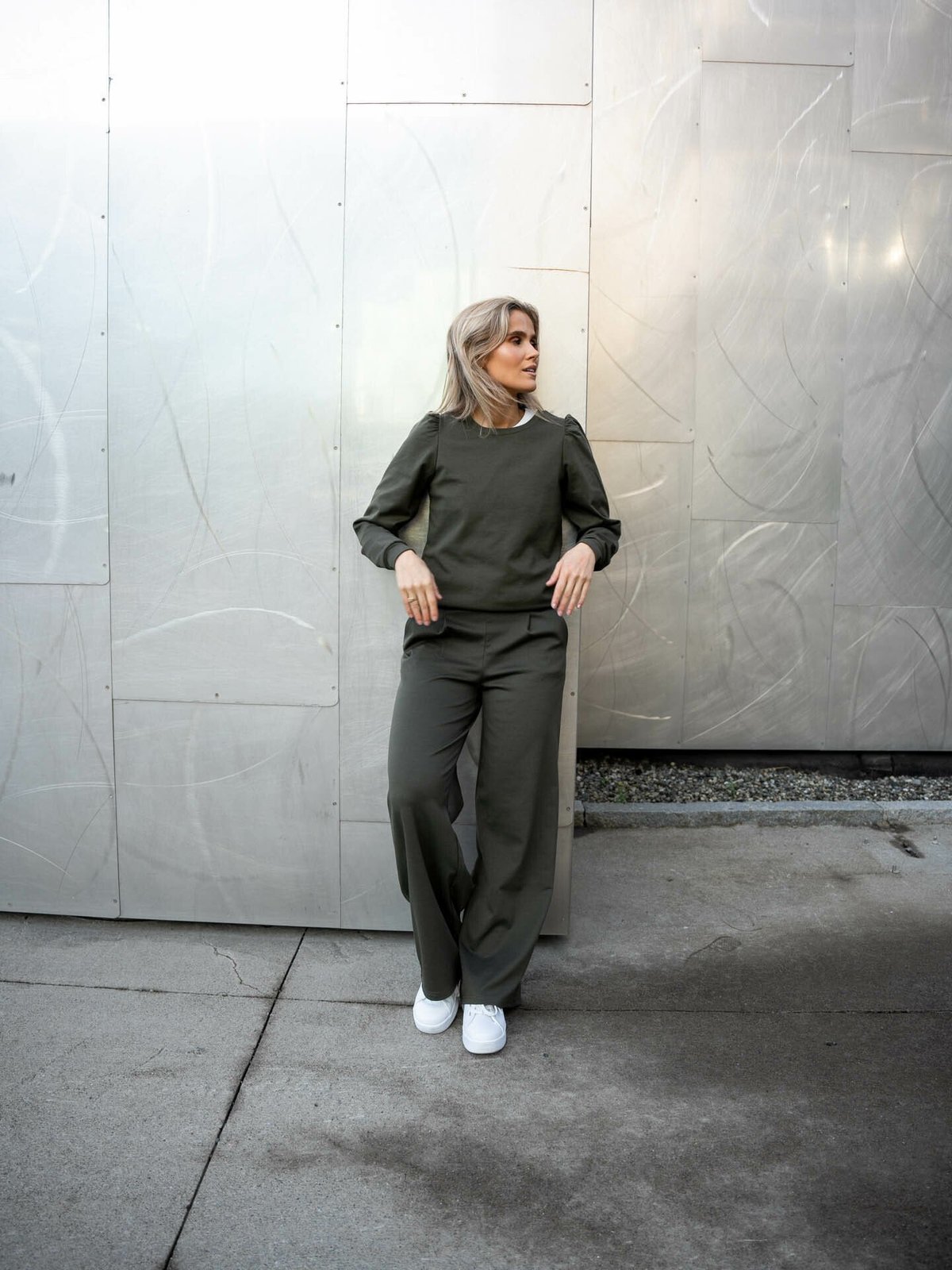 Ichi Kate Wide Pant Long Forest Night