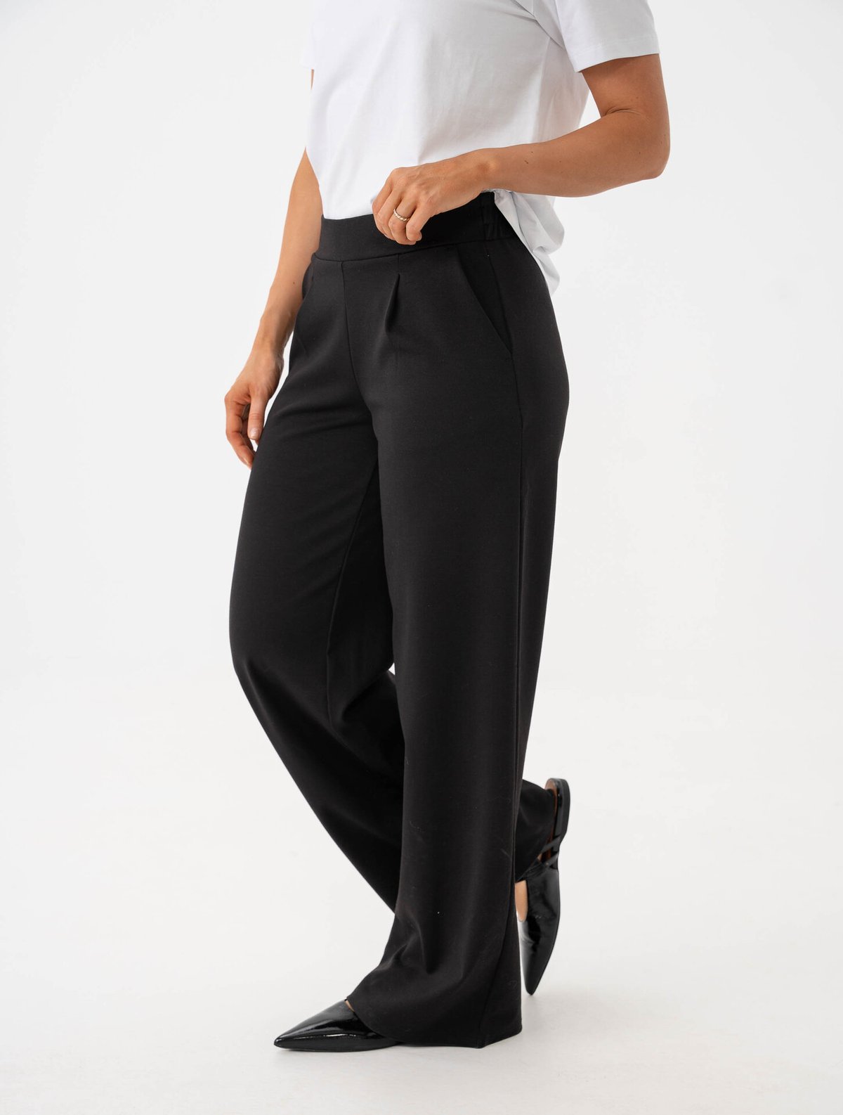 Ichi Kate Wide Pant Long Black
