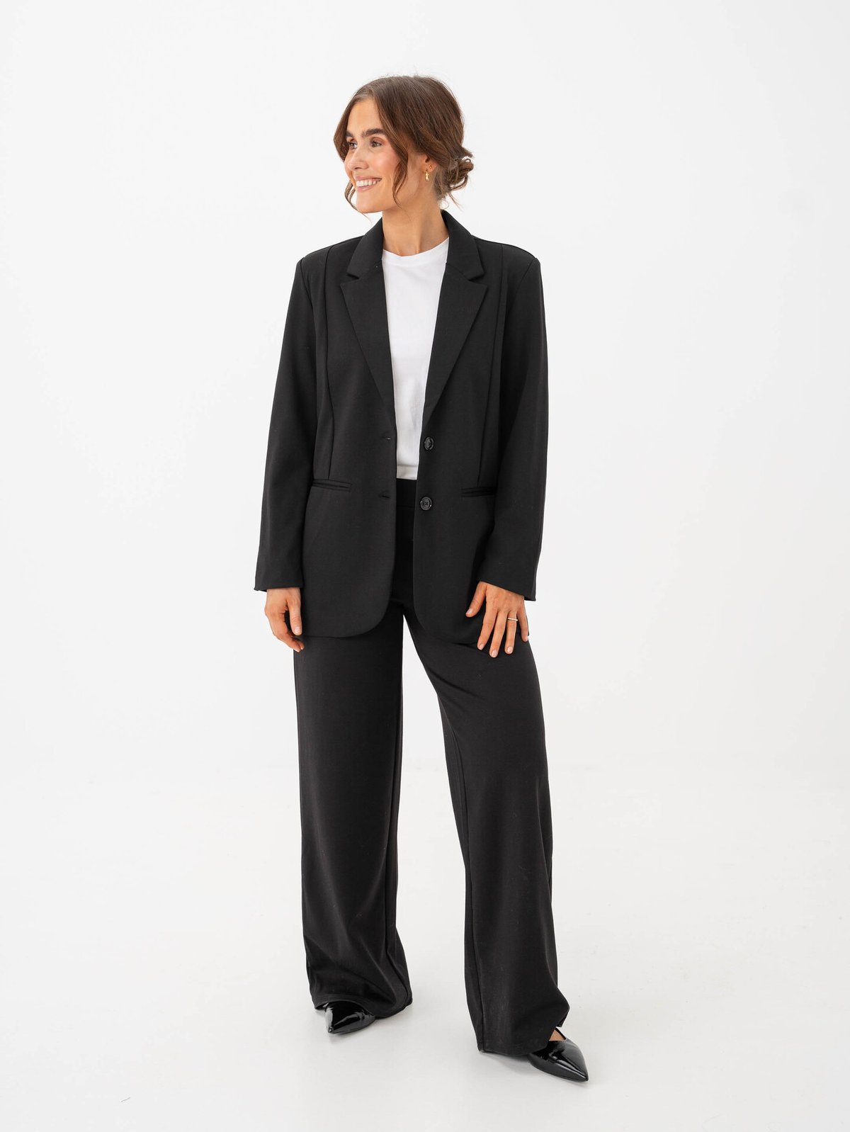 Ichi Kate Wide Pant Long Black