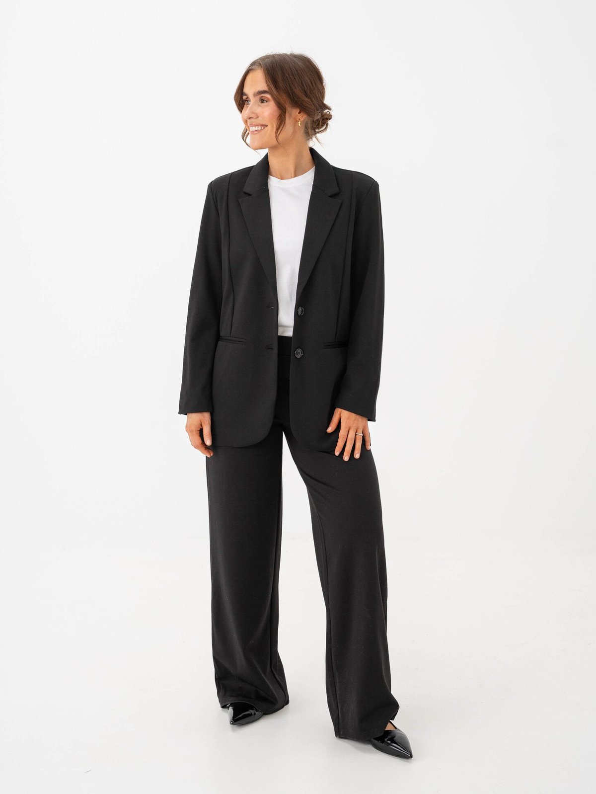 Ichi Kate Wide Pant Long Black