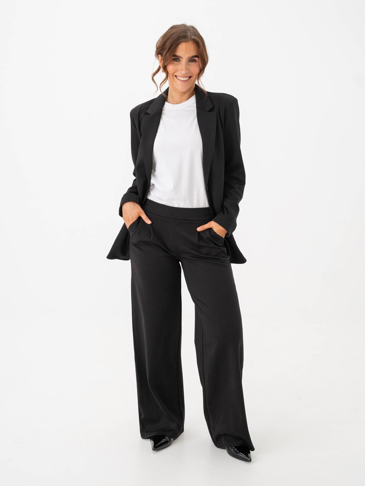 Ichi Kate Wide Pant Long Black