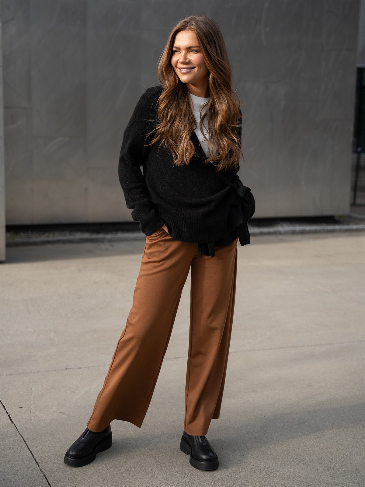 Ichi Kate Wide Pant Long Toffee