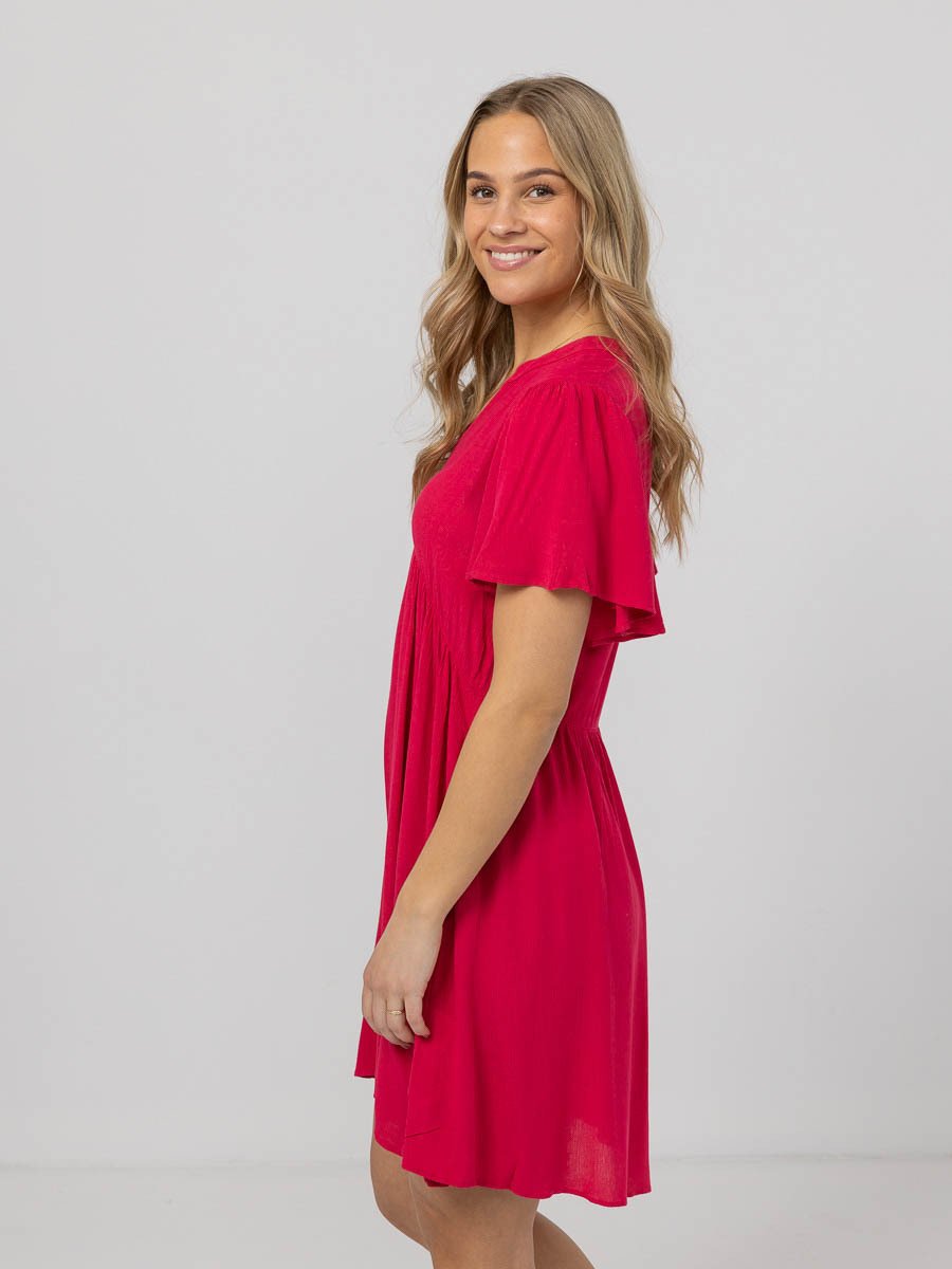 Ichi Marrakech Solid Dress 11 Raspberry Wine