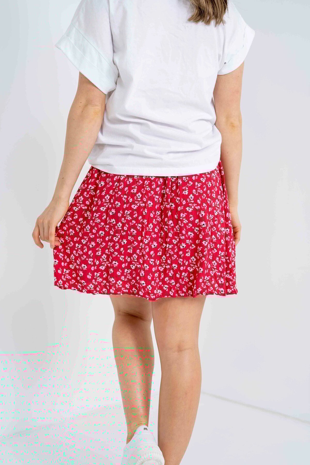 Ichi Marrakech All Over Print Skirt Raspberry Wine Flower