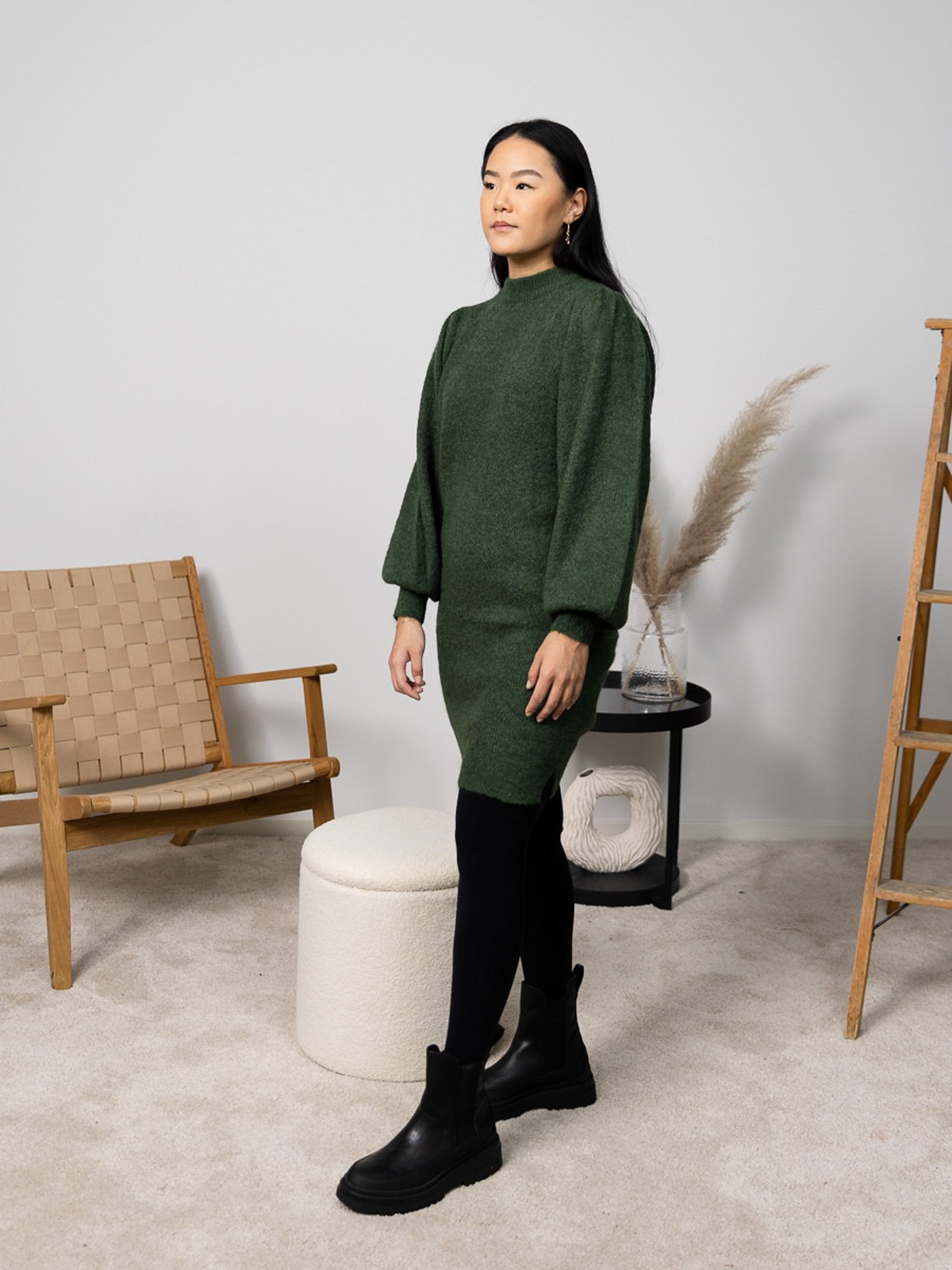 Ichi Jordan Short Dress Kombu Green - Get Inspired Exclusive Collection