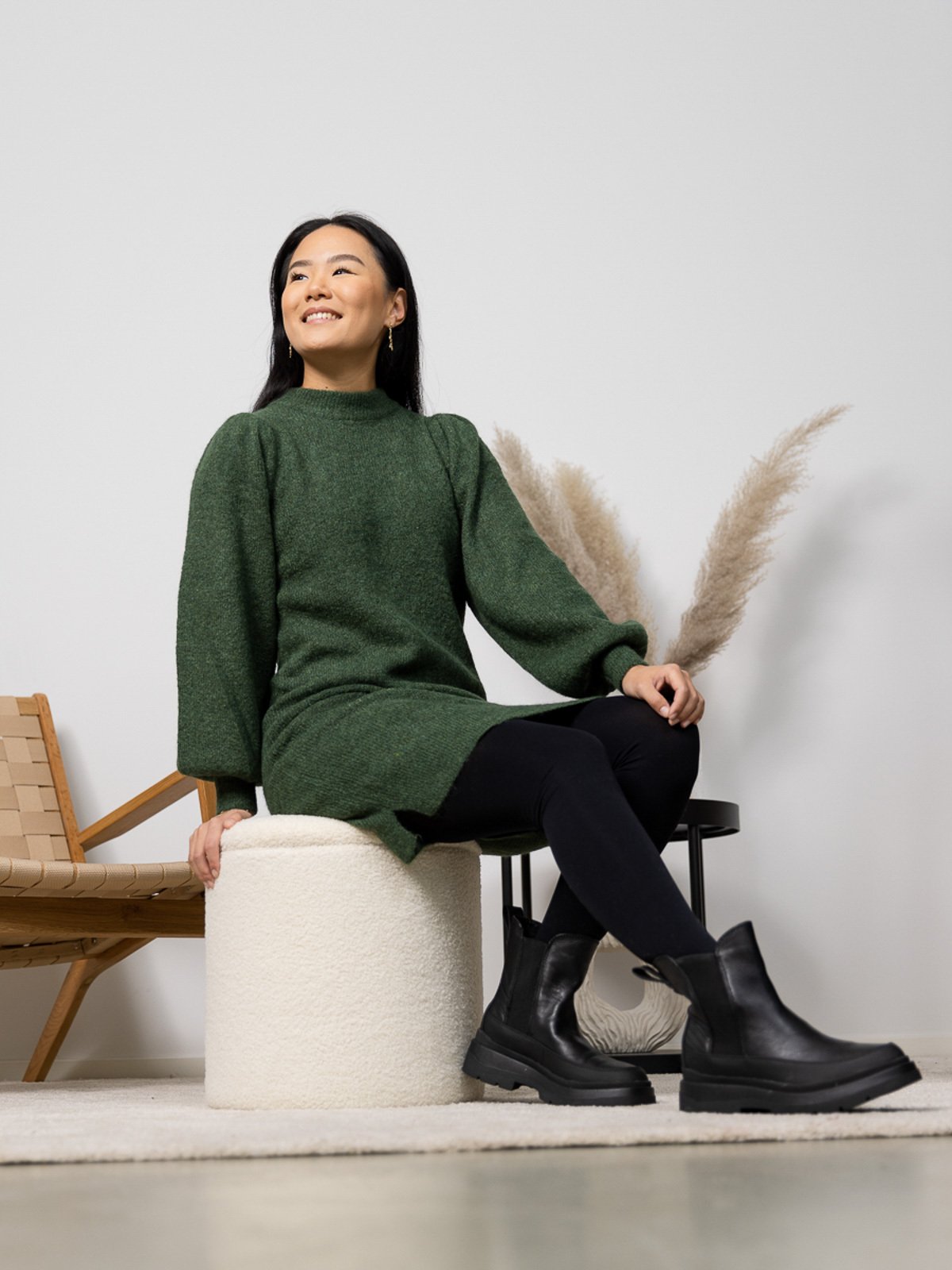 Ichi Jordan Short Dress Kombu Green - Get Inspired Exclusive Collection