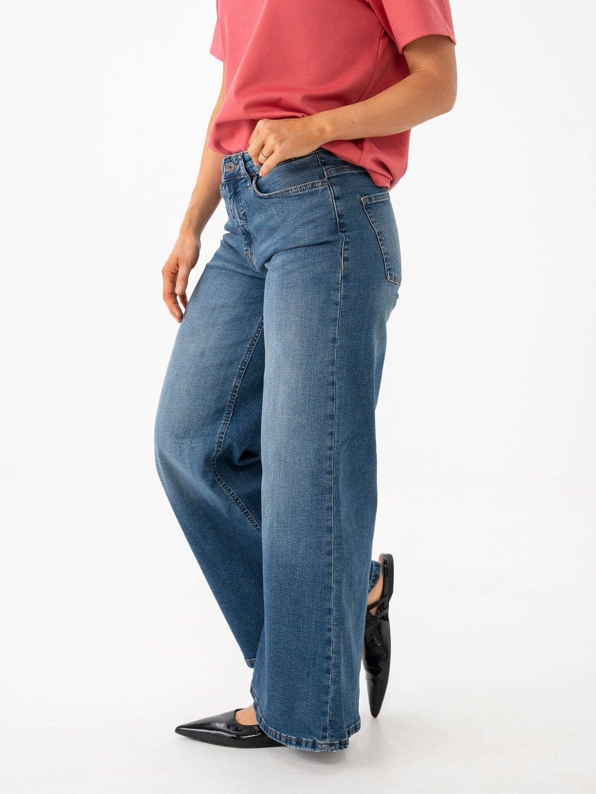 Ichi Twiggy Wide Medium Blue Denim