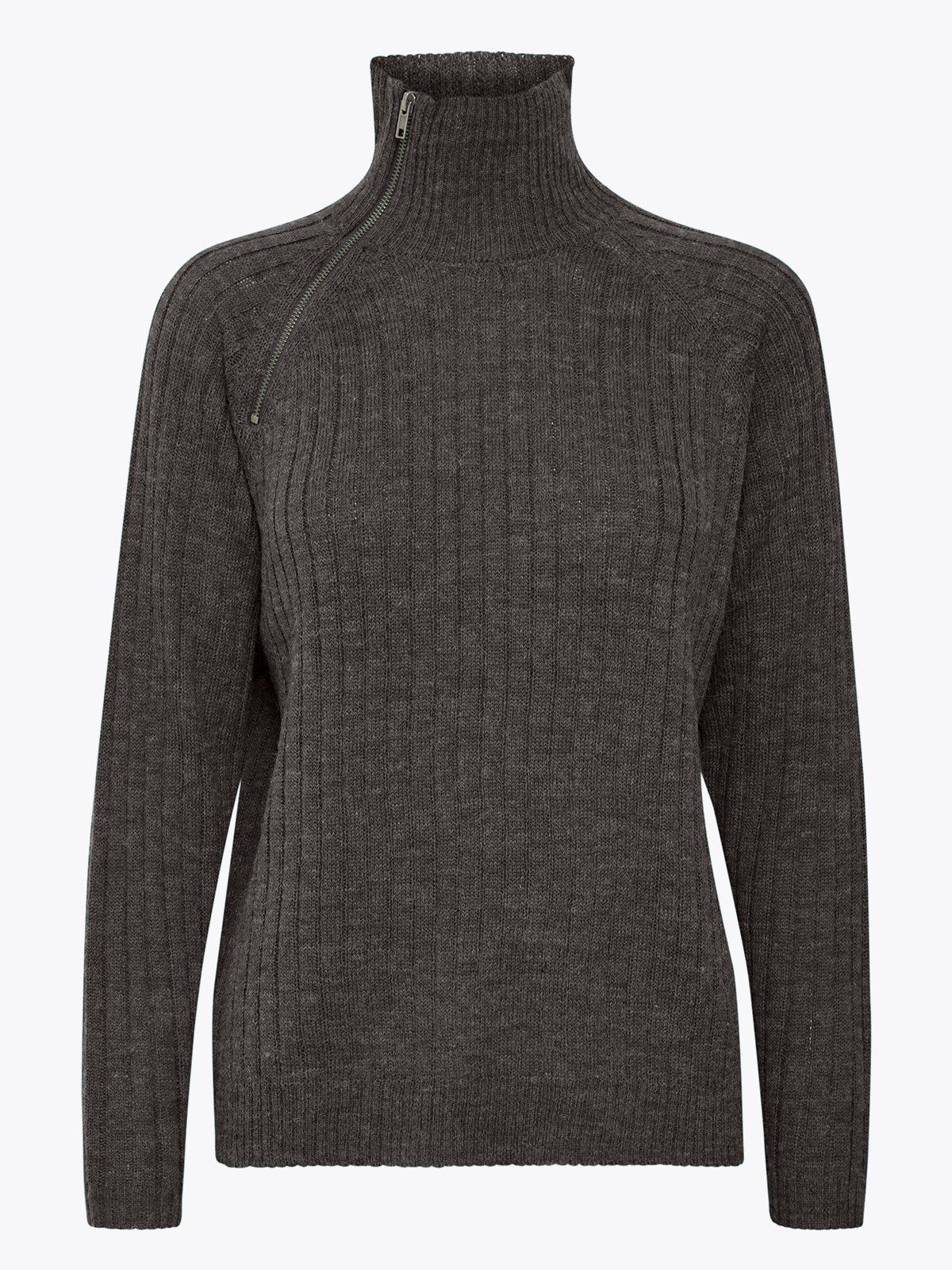 Ichi Novo Long Sleeve Dark Grey Melange