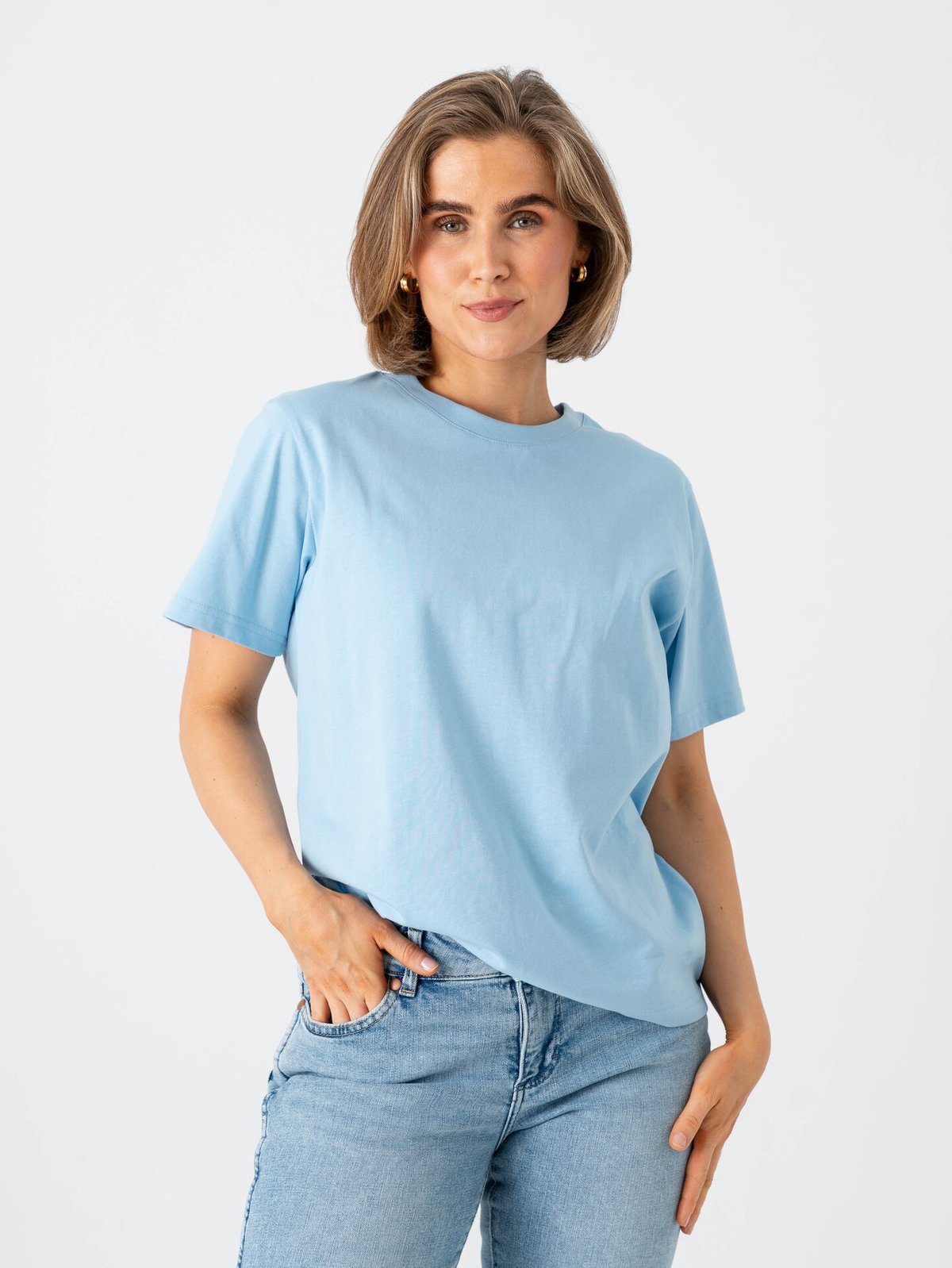 Ichi Palmer Loose Short Sleeve Powder Blue