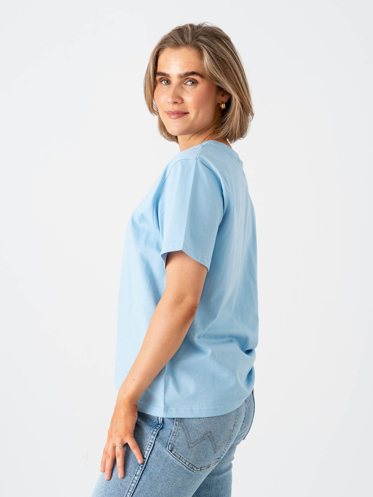 Ichi Palmer Loose Short Sleeve Powder Blue