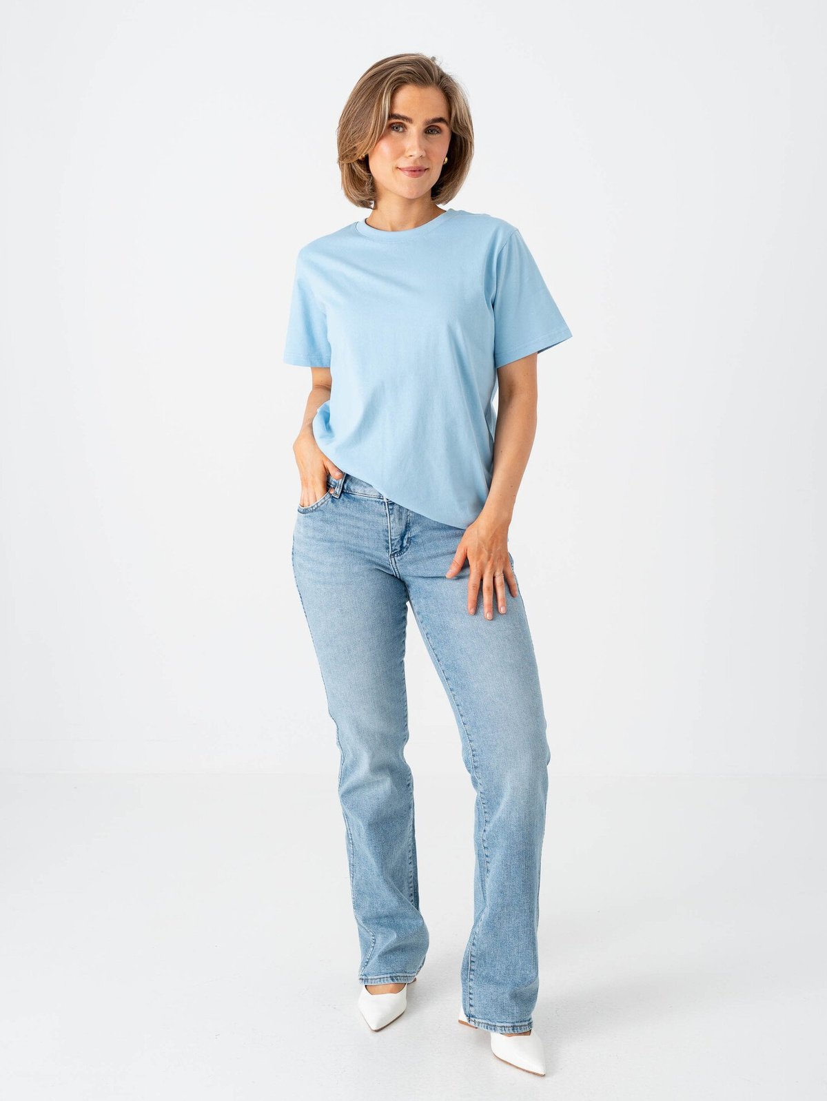 Ichi Palmer Loose Short Sleeve Powder Blue