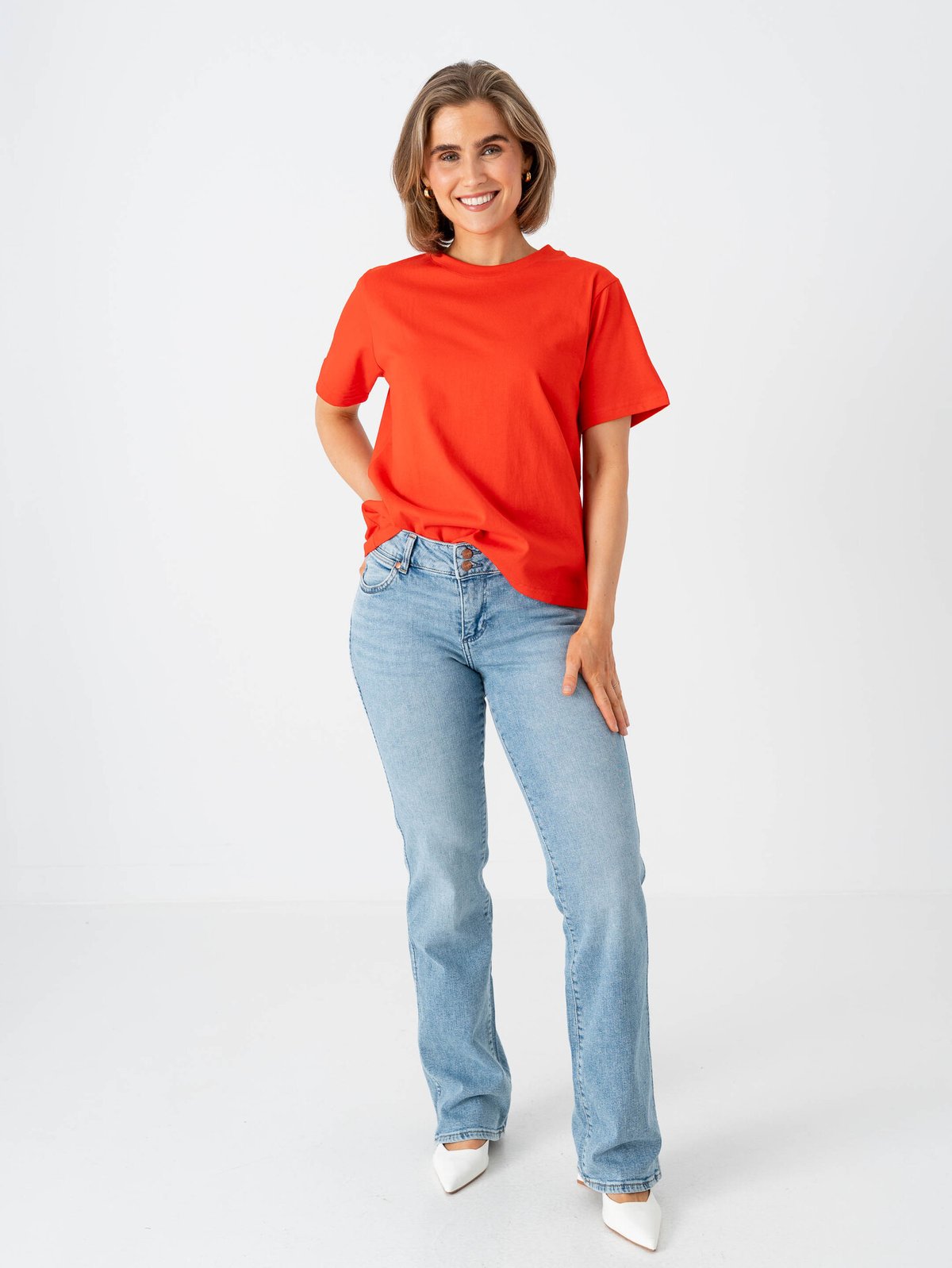 Ichi Palmer Loose Short Sleeve Fiery Red