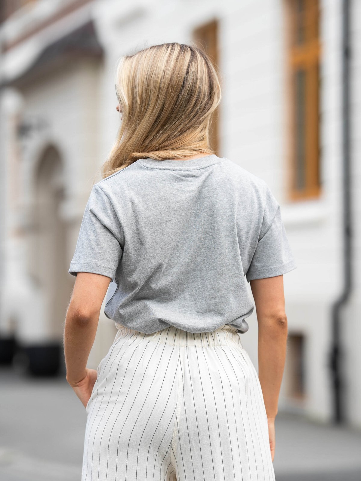 Ichi Palmer Loose Short Sleeve Grey Melange