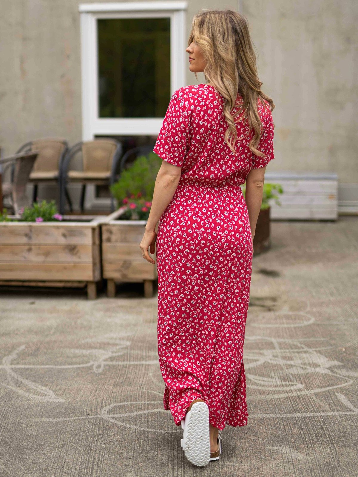 Ichi Marrakech All Over Print Dress 13 Raspberry Wine Flower