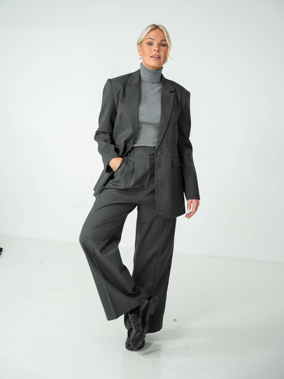 Ichi Zimmie Blazer Dark Grey Melange