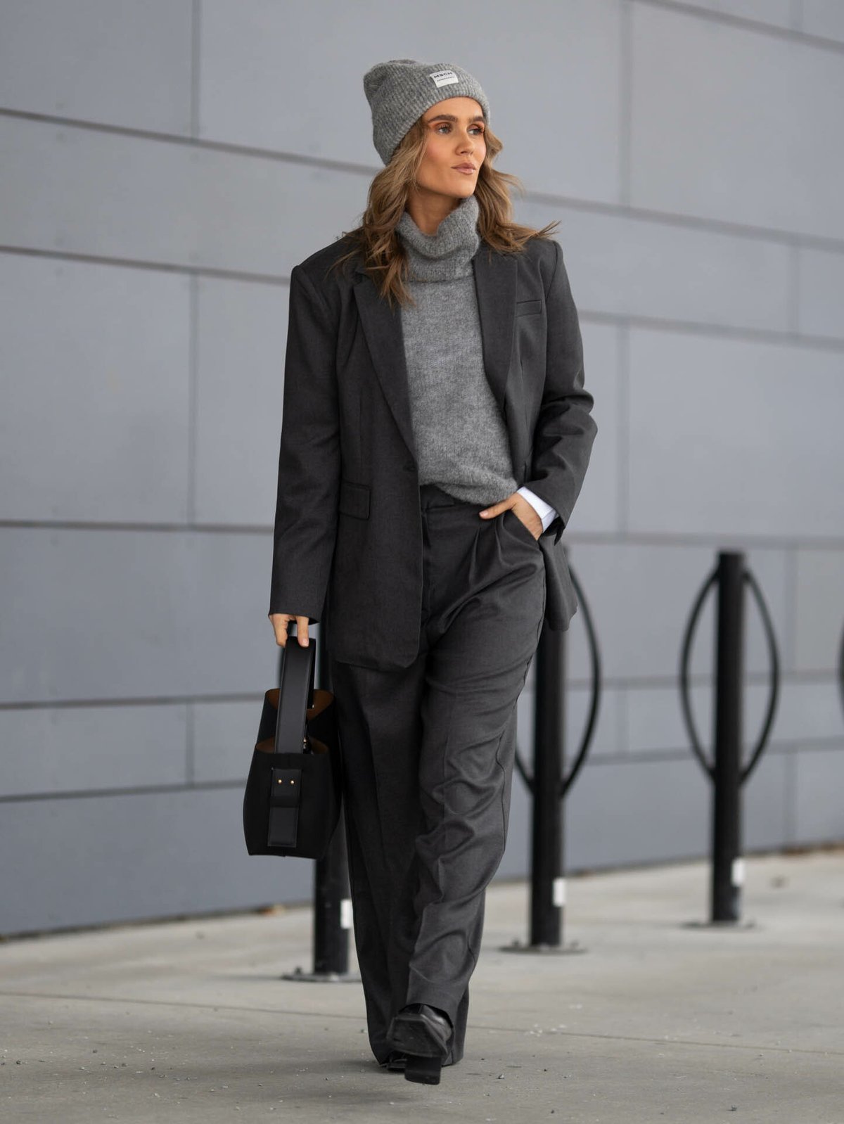 Ichi Zimmie Blazer Dark Grey Melange