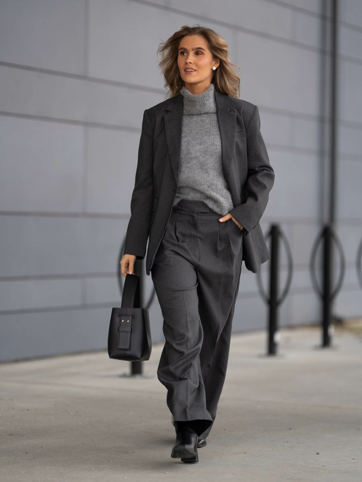 Ichi Zimmie Blazer Dark Grey Melange