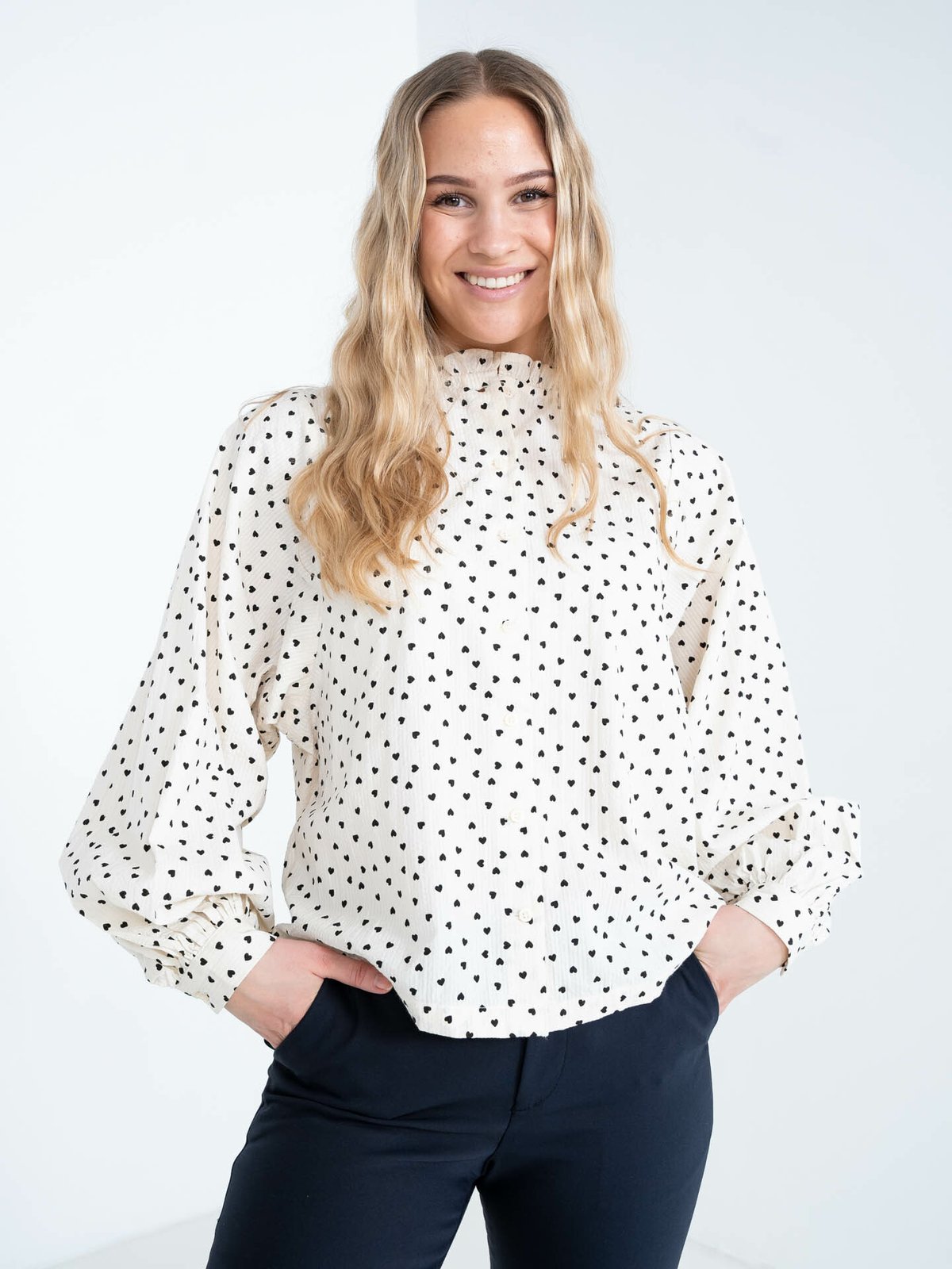 Ichi Qwin Shirt Long Sleeve Birch Heart All Over Print
