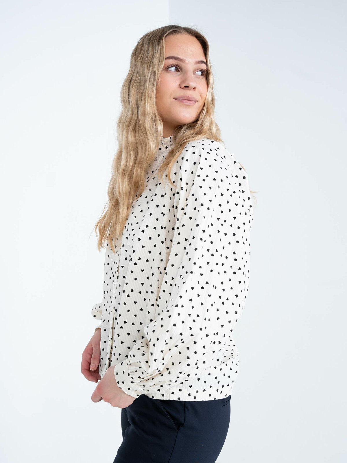 Ichi Qwin Shirt Long Sleeve Birch Heart All Over Print